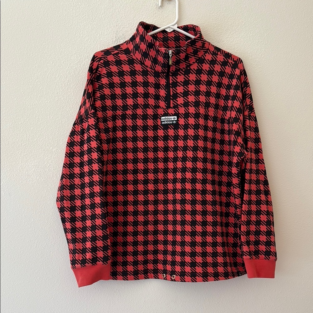 Adidas Red and Black Houndstooth Jacket size small